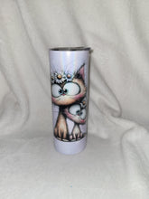Load image into Gallery viewer, Cute Cat Duo 20oz shimmer skinny tumbler
