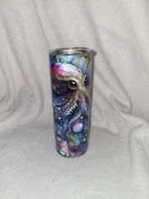 Load image into Gallery viewer, Full Color Watercolor Octopus 20oz shimmer skinny tumbler
