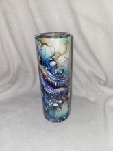 Load image into Gallery viewer, Full Color Watercolor Octopus 20oz shimmer skinny tumbler
