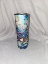 Load image into Gallery viewer, Full Color Watercolor Octopus 20oz shimmer skinny tumbler
