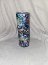 Load image into Gallery viewer, Full Color Watercolor Octopus 20oz shimmer skinny tumbler
