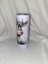 Load image into Gallery viewer, Cute Cow Duo 20oz shimmer skinny tumbler
