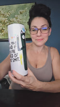 Load and play video in Gallery viewer, Raise Your Hand If You Are Tired Of This Shit 20oz Shimmer Skinny Tumbler With Reuseable Straw

