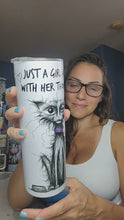 Load and play video in Gallery viewer, Just A Girl Alone With Her Thoughts 20oz Shimmer Skinny Tumbler With Reuseable Straw
