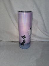 Load image into Gallery viewer, Ghosts Scared of Cats 20oz Shimmer Skinny Tumbler With Reuseable Straw
