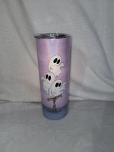 Load image into Gallery viewer, Ghosts Scared of Cats 20oz Shimmer Skinny Tumbler With Reuseable Straw
