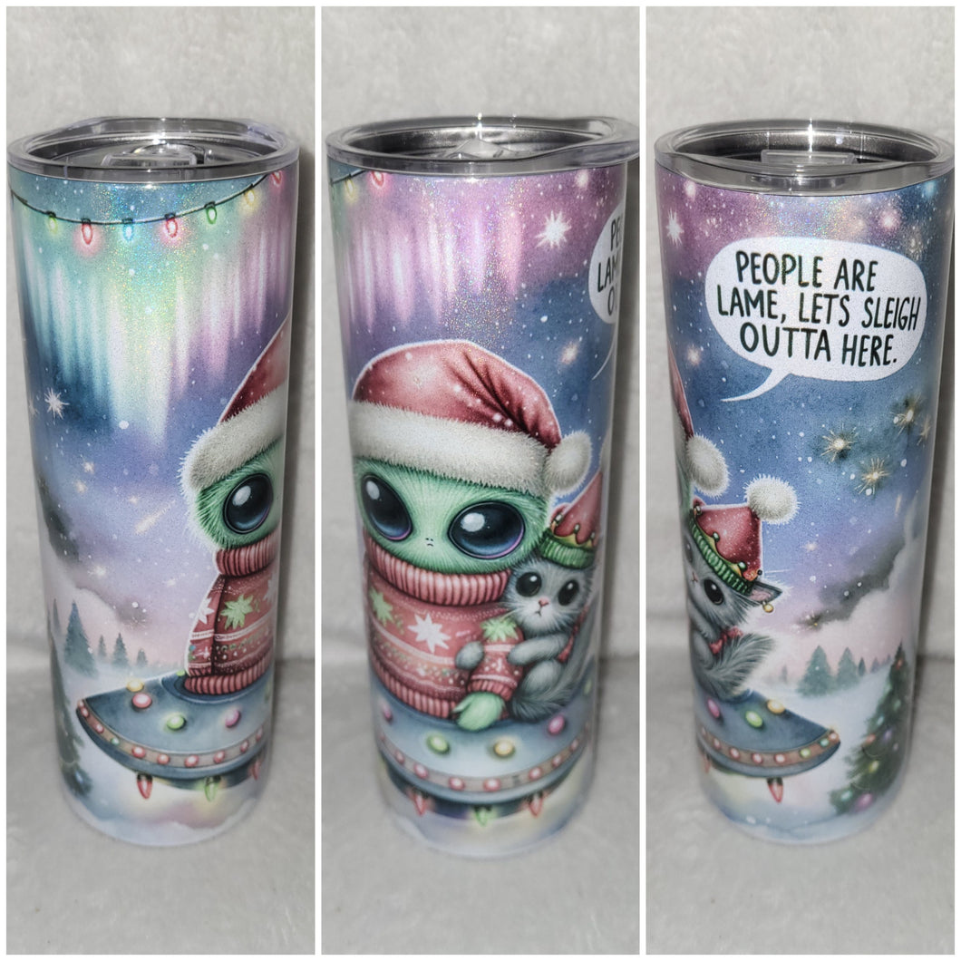 Christmas Alien 20oz skinny tumbler
