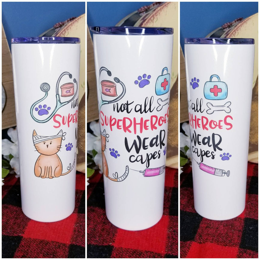 Not all superheros wear capes tumbler - cat tumbler - cat mug - veterinarian gift